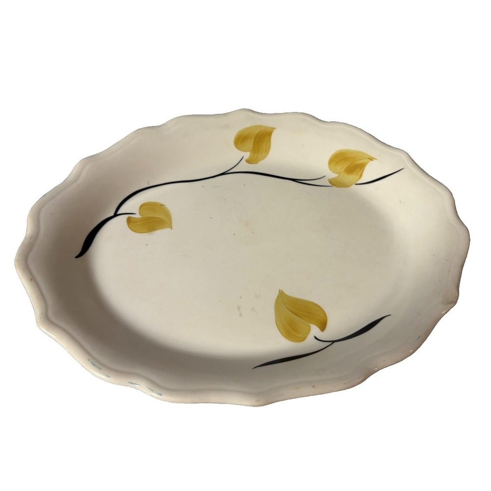 Vintage Syracuse China Oval Serving Platter 11.5" Yellow Black Floral MCM USA